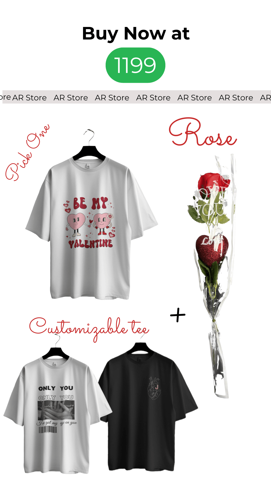 Valentine’s Gift Set for Him –T-Shirt & Rose